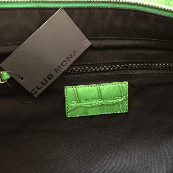 Club Monaco Rich Green Leather Tote - Picture 10 of 11